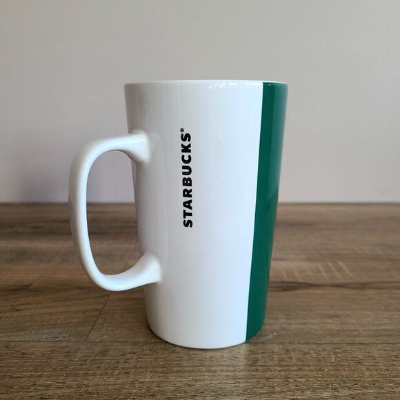 Tall green black and white geometric design Starbucks coffee tea mug. - Picture 2 of 5